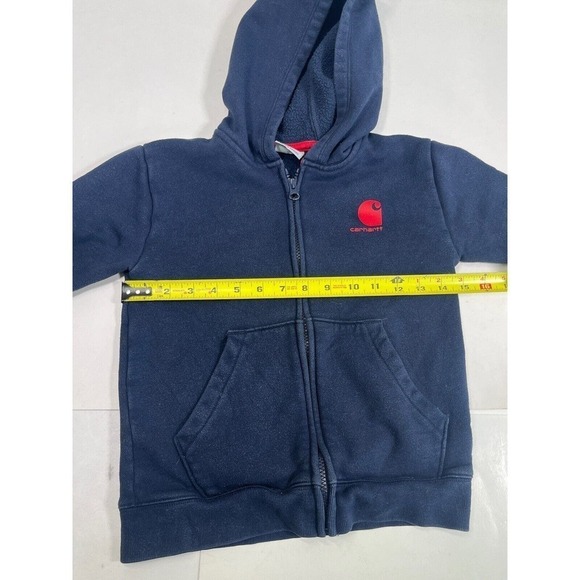 Carhartt Boys Hoodie Sweatshirt Size 6 Kids Full Zip Navy Red Spell Out Arm - Picture 5 of 14